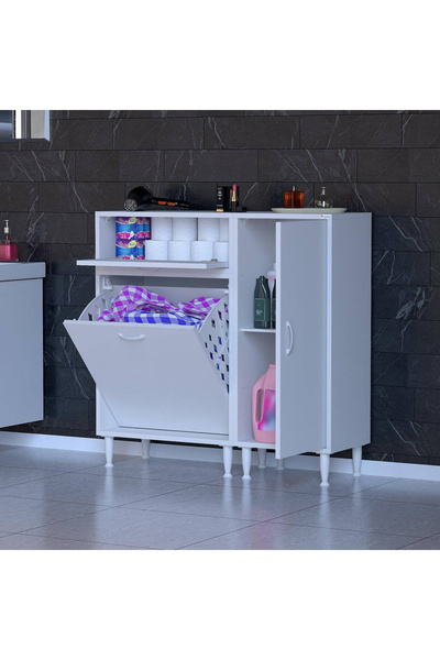 Modilayn 90 x 97 x 32 cm YENİCE Kirli Çamaşır Sepetli Dolap Çok Amaçlı Banyo ...