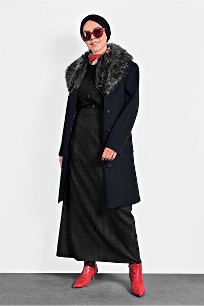Alvina Пальто з поясом і хутряним коміром 90069