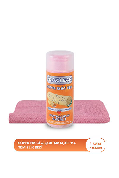 Nox Clean Pembe PVA Sünger Bez – Süper Emici, Tüy Bırakmaz, Çok Amaçlı Temizlik Bezi
