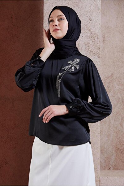 Alvina Σατέν Μπλούζα - Λεπτομέρεια από πέτρα, Μοντέλο 44734