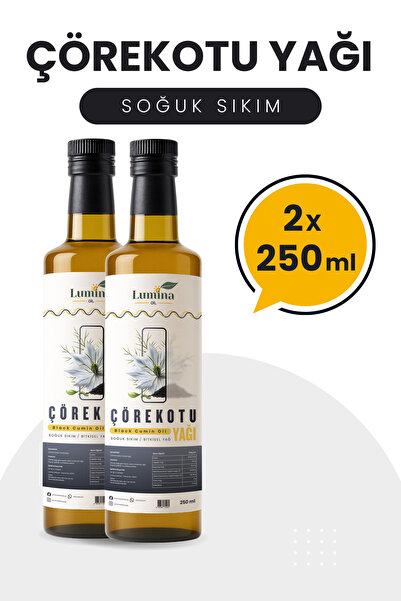 LUMİNAOİL %100 Soğuk Sıkım Çörekotu Yağı 2x250 ML | Doğal | Saf ve Katkısız |