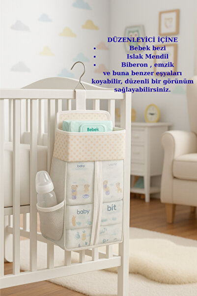 Formeya Cepli Beşik Yanı Düzenleyici - Bebek Park Yatak ve Beşik Yanı Çok Amaçlı Düzenleyici