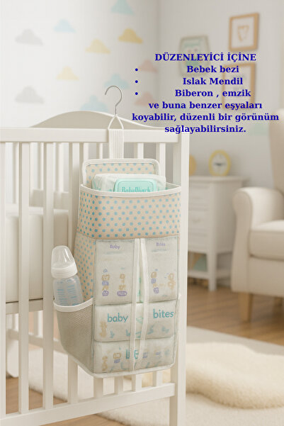 Formeya Cepli Beşik Yanı Düzenleyici - Bebek Park Yatak ve Beşik Yanı Çok Amaçlı Düzenleyici