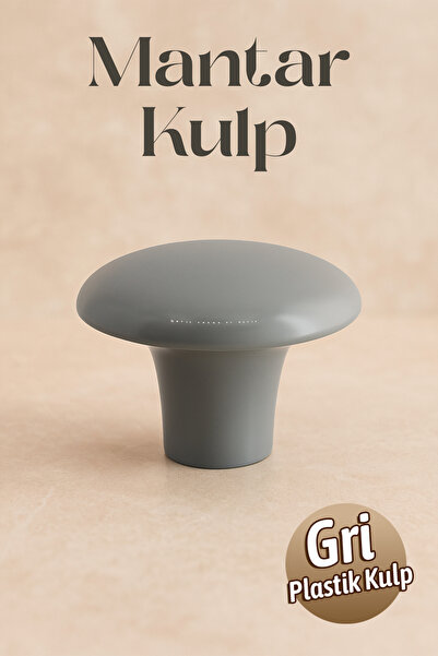 Badem10 (SERT PLASTİK) Mantar Düğme Gri Yuvarlak Mobilya Mutfak Çekmece Dolap...