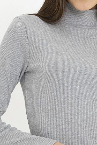 ESPİNA Πλεκτό Μακρύ Φόρεμα Καμιζόλ με σκίσιμο γκρι