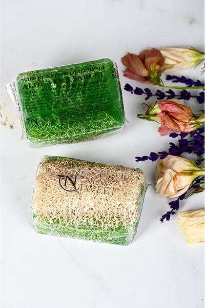 new tweet 2' Adet Kabak lifli Aloe vera özlü Sabun 120gr