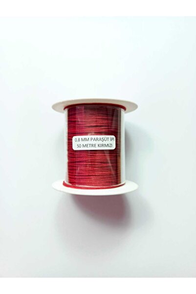 Eskişehir hobi sanat 0.8 mm 50 METRE KIRMIZI Renk İnce Paraşüt İpi Makrome Bileklik ipi Kolye Takı Tasarım ipi