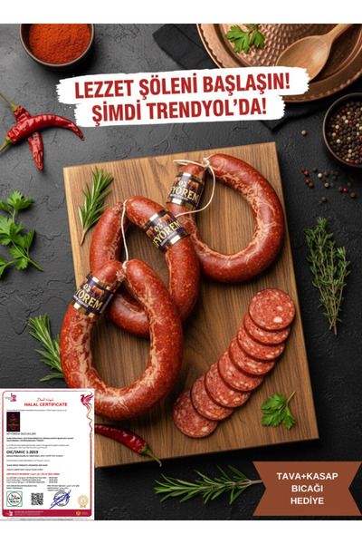 Afyörem Sucukları 5 KG %100 DOĞAL HELAL BELGELİ Hakiki Afyon Kasap Sucuğu