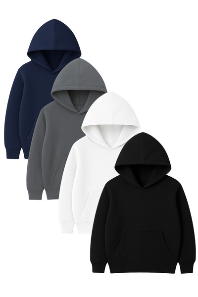 Sweetline مجموعة من بغطاء رأس قطع سويت شيرت أساسية - قماش شتوي عادي مبطن بالصوف