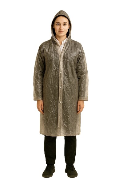 honey baby Use Raincoat with Snap Fasteners, White, Transparent, Single