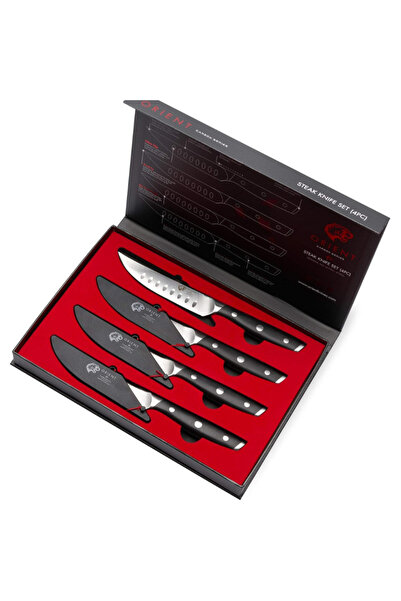 Orient Set of 4 knives, Origin Series, made of German X50 Ultra+stainless steel, 15 cm, blade guard, black