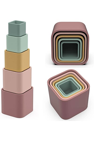 Pitikot Set of 6 Montessori Pitikot® Stacking Cubes, Roomy Silicone Cubes