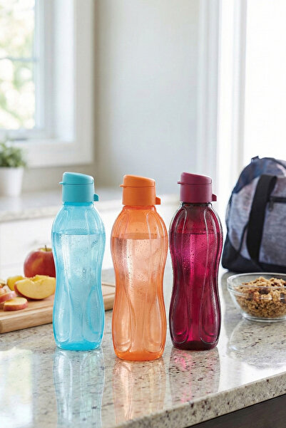 Poomy 3 Adet Spor Matara - Pratik Kapaklı Spor Matara 500 Ml