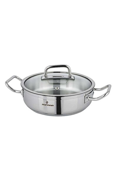 Sofram Turkish Atlas Steel Low Cooking Pot with Glass Lid, 28cm