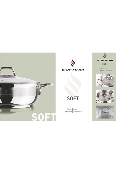 Sofram Turkish soft steel low cooking pot with glass lid, 0.75 liter size, 14 cm