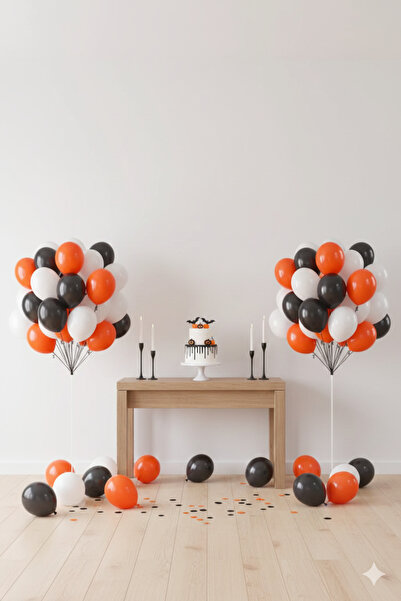 Deniz Party Store Pastel Orange Black and White Balloon Set 15 Pieces