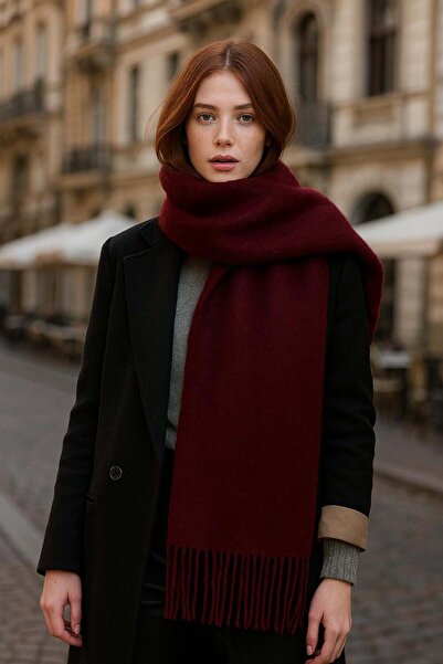 REMSA Φουλάρι μπορντό με φούντα Boucle - 45x200 cm, 1285 μοντέλα