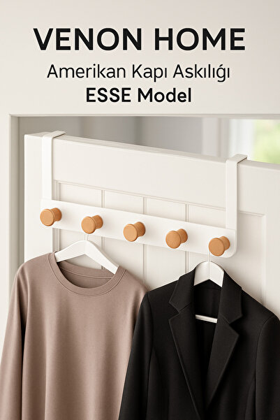 VENON ESSE BEYAZ Umeraș decorativ pentru haine, 35 cm, cu corp metalic, cu ca...