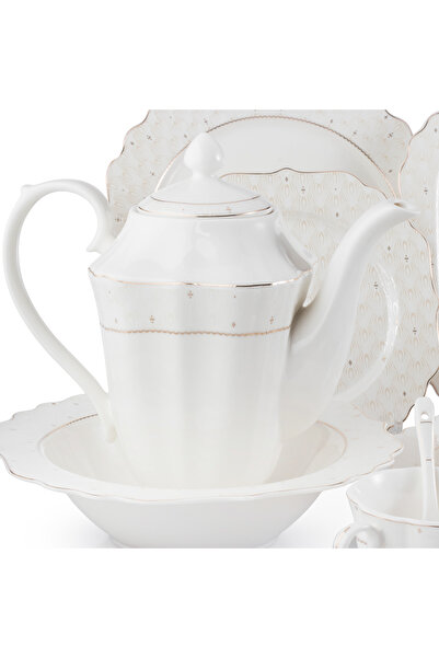 Dania ✨ Luxurious porcelain dinnerware set for 6 people – elegant gilded design, complete set! ✨ 70 pieces