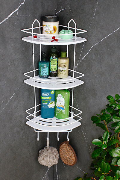 HIMYHOME Economical Triple White Adhesive Shampoo Holder with Stainless Steel...