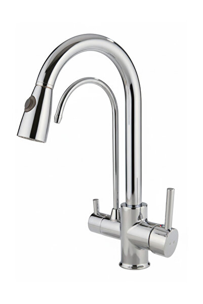 TRUVA Zümrüt 3 Yollu Sprialli Evye Batarya (Arıtma Çıkışlı)