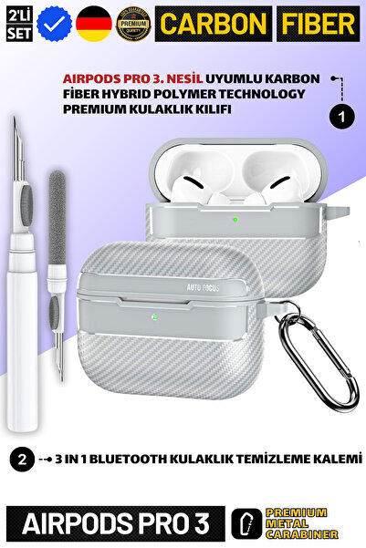 EWEC Pro 3. Nesil Uyumlu Karbon Fiber Premium Kulaklık Kılıfı ve 3 in 1 Kulak...