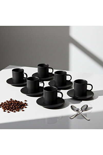 Malooki set de 6 căni negre mate (200 ml)