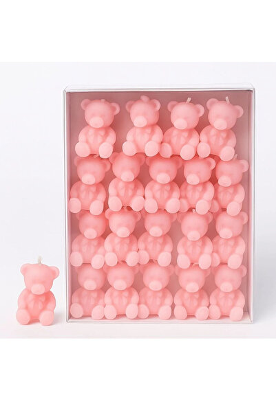 Tatlı Sebep Pembe Mini Ayıcık Mum 30’lu – Süs Mum – Sevimli Dekoratif Hediyelik