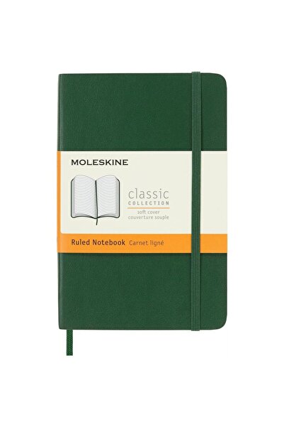 Moleskine دفتر ملاحظات كلاسيكي ناعم مخطط باللون الأخضر - 9x14 سم