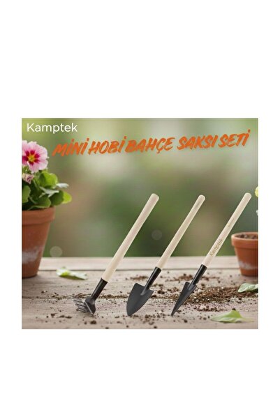 kamptek kamp teknolojisi Mini Ahşap Saplı Saksı Çiçek Bahçe Bitki Hobi Seti 3...