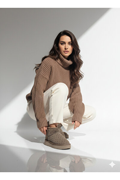 Pierre Cardin ® I Printed Women's Short Shearling Suede Mink High Sole Daily Boots 55395