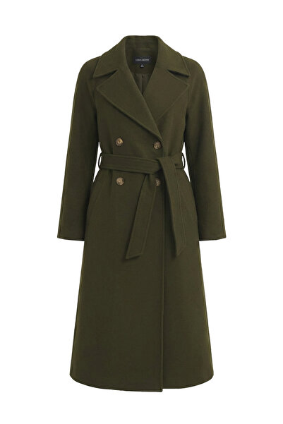 Soydan Güner Kadın Yünlü Kruvaze Reglan Ara Boy (120 CM) Kaban Haki 1280