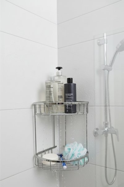 HkTeknik Luxury Chrome Shower Corner Shelf 2 Tier - Stainless Bathroom Shampo...