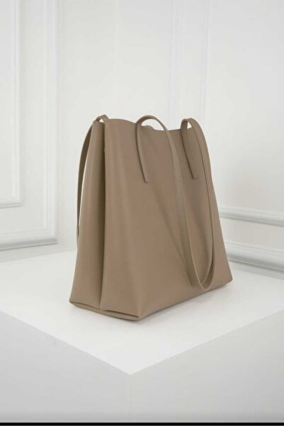 ÖZÜM TAKI حقيبة كتف نسائية كبيرة الحجم بلون المنك