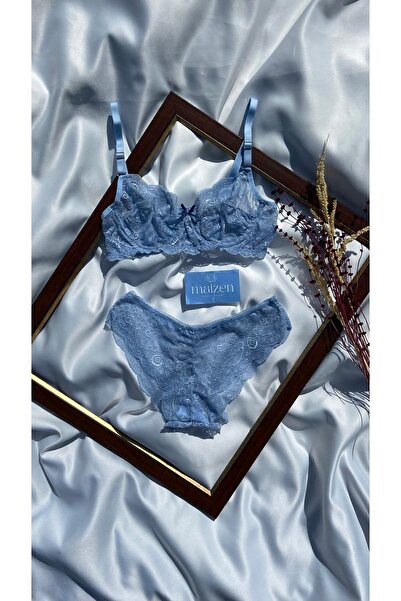 MAİZEN Σετ σουτιέν με μπικίντερ μπλε δαντέλα