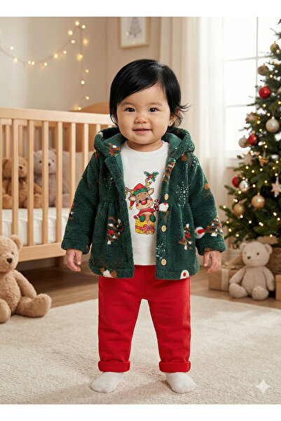 Mini Baray مجموعة ثلاثية لطفلة صغيرة تتضمن سترة بغطاء للرأس (كنزة، بنطلون، ست...