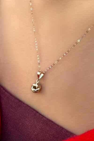 Altınaşkı Halka Zincirli Aşk Düğümü Altın Kolye