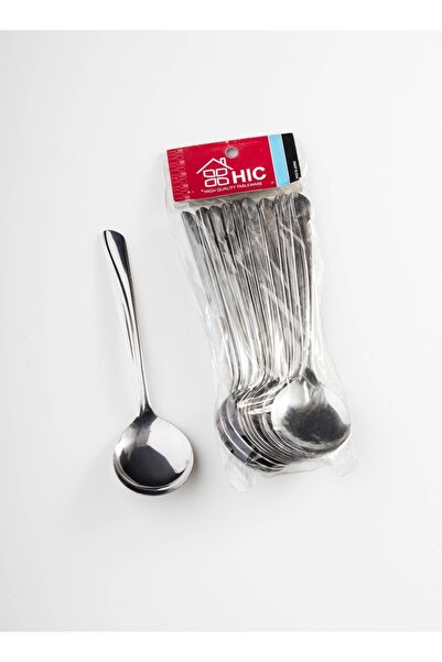 HIC طقم ملاعق شوربة ستيل غير قابل للصدا مكون من 12 قطعة