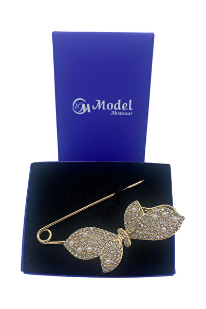 model aksesuar Yaka Iğnesi Kelebek Kristal Taşlı Iskoç Iğne Broş