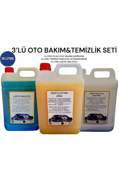 Şimal otokimya market 3'lü Araba Temizleme Seti/oto Bakım Seti 5 Lt