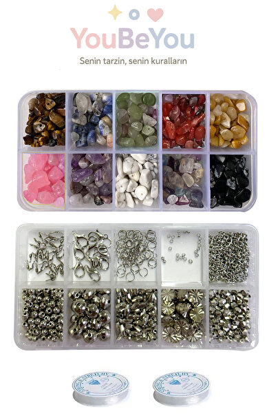 By MO Accessories Hobi Kendin Yap Kırık Doğal Taş Ve Aparat Kutusu Seti Bilek...