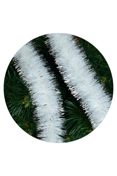 OEM White Christmas Tinsel Bushy 6 cm, 190 cm Length – Elegant Snowman Tree Decoration
