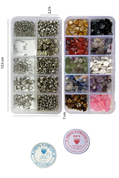By MO Accessories Doğal Kırık Taş Ve Ara Aparat Kutusu Ile Bileklik Kolye Bon...