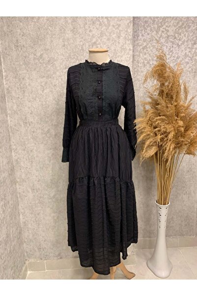 Abacı 25Y3001 TAKIM GÖMLEK ETEK FİSTO KUMAŞ ÖN DÜĞMELİ SİYAH