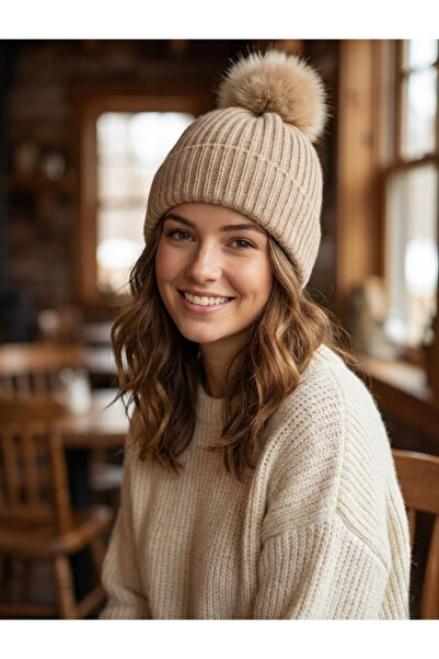 OnMyHead Πλεκτό καπέλο με πλέγμα και πομπόν