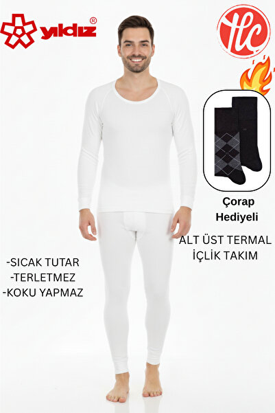 Yıldız Çamaşır Мъжки топъл, непровокиращ изпотяване комплект термо бельо с дъ...