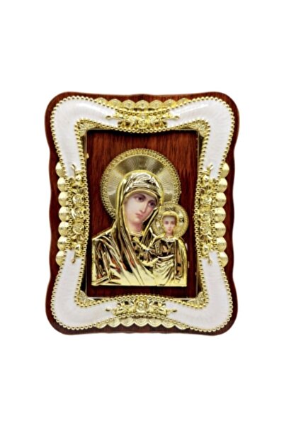 OEM Icoană a Maicii Domnului cu Pruncul Iisus, suport din lemn, Auriu