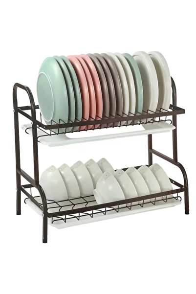 ENAGRO Suport de vase din oțel inoxidabil cu 2 niveluri, 40x24.5x39 cm Simplu ,Vase, farfurii, Negru