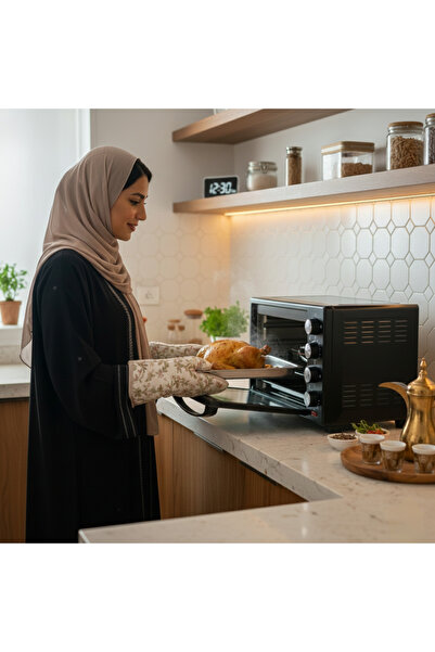 INNOTECH فرن كهربائي سعة 48 لترًا - 2000 واط، 4 مقابض تحكم، شواية دوارة + الحمل الحراري، تحكم في درجة الحرارة من 100 إلى 250 درجة مئوية