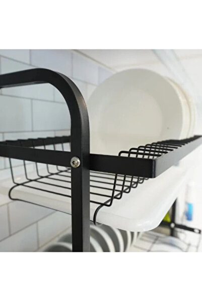 ENAGRO Suport de vase din oțel inoxidabil cu 2 niveluri, 40x24.5x39 cm Simplu ,Vase, farfurii, Negru